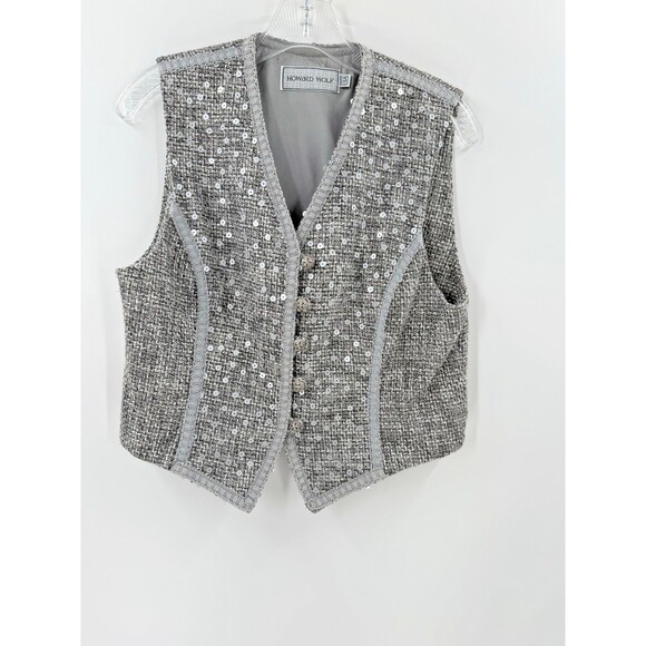 Gorgeous Vintage Howard Wolf Classic Tweed Sequined Vest 6 Matching Trousers 4 - Picture 7 of 16